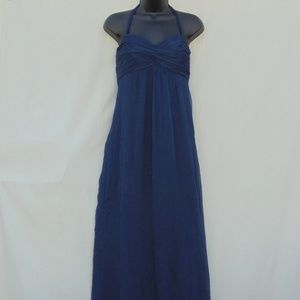 Amsale Long  Blue Silk Halter  Dress  Size 6
